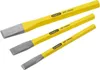 Three yellow chisels with gray metal tips are arranged diagonally on a white background. Anteprima dell’immagine prodotto