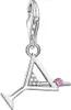 A silver charm shaped like a cocktail glass with pink and clear stones. Náhled obrázku produktu