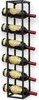 A black metal wine rack holding six bottles of wine. Náhled obrázku produktu