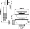 Technical drawing with dimensions of a sink drain. Náhled obrázku produktu