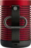 A close-up, front-facing view of a red and black portable speaker. Náhled obrázku produktu