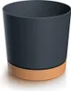 A dark grey cylindrical pot with a light brown base, presented against a white background. Náhled obrázku produktu