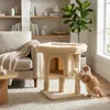 Relaxdays Kratzbaum, mit Höhle, 2 Sisalstämme & Produktbild-Vorschau 2