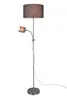 A silver floor lamp with a gray fabric shade and an adjustable reading light. Náhľad obrázku produktu