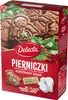 A box of Delecta Pierniczki (gingerbread cookies) with a festive Christmas theme. Podgląd zdjęcia produktu