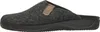 A side view of a single gray felt slipper with a brown leather accent and a black sole. Produktbild-Vorschau