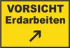 Vorsicht Erdarbeiten mit Richtungspfeil rechts oben Schild Produktbild-Vorschau 1