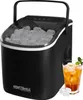 A black ice maker filled with ice cubes, with a glass of iced tea next to it. Náhled obrázku produktu