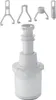 A white toilet flush valve and several white plastic mounting brackets are displayed against a white background. Anteprima dell’immagine prodotto
