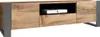 A wooden TV lowboard with gray metal legs and accents, shown against a white background. Náhled obrázku produktu