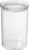 A clear, studio shot of a transparent plastic storage container with a lid. Produktbild-Vorschau