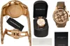 A rose gold Emporio Armani watch is displayed with its packaging and documentation. Produktbild-Vorschau