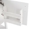 A close-up view of the inside of a white cabinet door, showing a small shelf with a wooden bar. Voir les images du produit