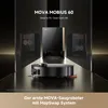 A sleek, modern product shot featuring a robot vacuum cleaner and its charging/cleaning station, presented in a dark, reflective environment with dramatic lighting. Produktbild-Vorschau