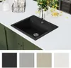 vidaXL Granitspüle Einzelbecken Schwarz Produktbild-Vorschau 6