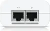 The back of a white Ubiquiti PoE+ adapter with two Ethernet ports. Produktbild-Vorschau