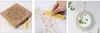 A collage of three images showing a boxed macrame mirror, a close-up of the macrame detail being combed, and the finished mirror hanging on a wall with greenery. Anteprima dell’immagine prodotto