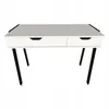 A white desk with two drawers and black legs, shown from the front on a white background. Podgląd zdjęcia produktu