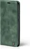A green flip case for a smartphone, shown from the side with the cover closed. Produktbild-Vorschau