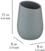 A gray ceramic toothbrush holder with dimensions indicated. Produktbild-Vorschau
