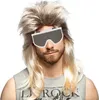 80er und 90er Jahre Kostüm Vokuhila Perücke mit weißer Skibrille für Herren von Vorne Produktbild-Vorschau