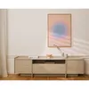 A modern living room with a light wood TV stand and a colorful abstract painting on the wall. Produktbild-Vorschau