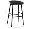 A black bar stool with dimensions indicated by measurement lines and text. Náhľad obrázku produktu