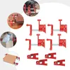 A collage of images showing red pipe clamps and their use in woodworking. Produktbild-Vorschau