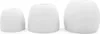 Three white silicone earbud tips of different sizes are arranged in a row on a white background. Produktbild-Vorschau