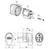 Technical drawing and dimensional views of an electrical plug and socket. Produktbild-Vorschau