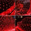 A collage of four images showing red net lights draped over bushes and other outdoor elements. Produktbild-Vorschau