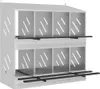 A white metal nesting box with 8 compartments for chickens, shown from a front-side angle against a white background. Voir les images du produit