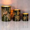 3er Set Windlichter H10-20cm Teelichthalter Grün Gold Produktbild-Vorschau 4