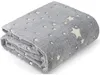 A folded gray blanket with a pattern of white stars, displayed on a white background. Anteprima dell’immagine prodotto