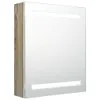 Armadietto Bagno con Specchio e LED Bianco e Rovere Anteprima dell’immagine prodotto 1