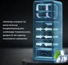 A 3D rendering of a refrigerator with arrows indicating airflow and text describing its features. Produktbild-Vorschau