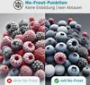 A split image comparing frozen berries with and without No-Frost technology, along with text explaining the feature. Produktbild-Vorschau