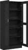 A black wooden cabinet with glass doors is shown from the front. Náhled obrázku produktu