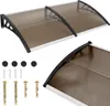 A collage of images showing a brown awning and its mounting hardware. Náhled obrázku produktu