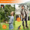 A collage showing two people using a cordless trimmer in different outdoor settings. Produktbild-Vorschau