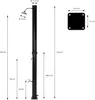 A diagram showing the dimensions of a black outdoor shower. Produktbild-Vorschau