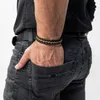 SERASAR | Bracciale in pelle da uomo [Acciaio] con doppia Anteprima dell’immagine prodotto 4