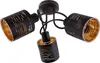A black ceiling light with three adjustable lampshades, each with a gold interior and a decorative cut-out pattern. Náhled obrázku produktu