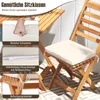 A close-up view of a wooden chair with a cream cushion, highlighting its features. Anteprima dell’immagine prodotto