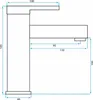 A technical drawing of a faucet with dimensions. Podgląd zdjęcia produktu