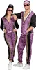 A man and a woman posing in matching 80s-style tracksuits. Produktbild-Vorschau