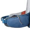 A close-up view of a blue backpack's hip belt pocket and strap. Produktbild-Vorschau