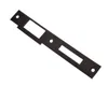 A black metal door lock strike plate with two rectangular cutouts and two screw holes, isolated on a white background. Produktbild-Vorschau