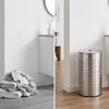 Relaxdays, Wäschekorb mit Deckel, Edelstahl, 42 l, HxD: 55 Produktbild-Vorschau 3