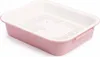 A pink and white litter box with a perforated insert. Produktbild-Vorschau